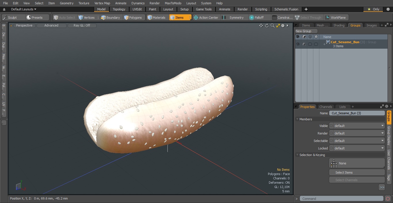 Cut Sesame Bun 3D model