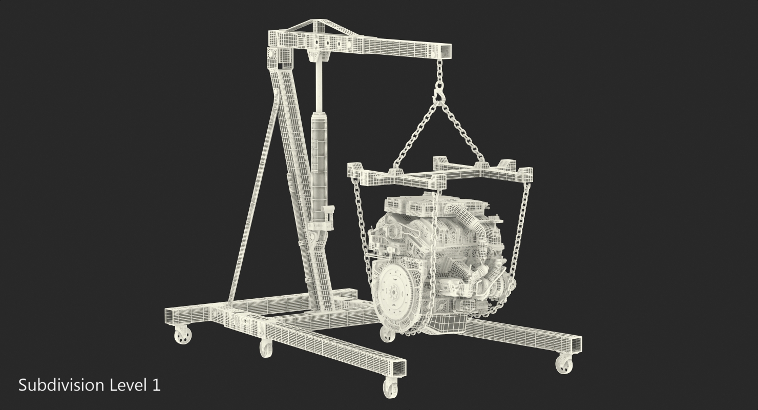 3D Steel Engine Hoist with V6