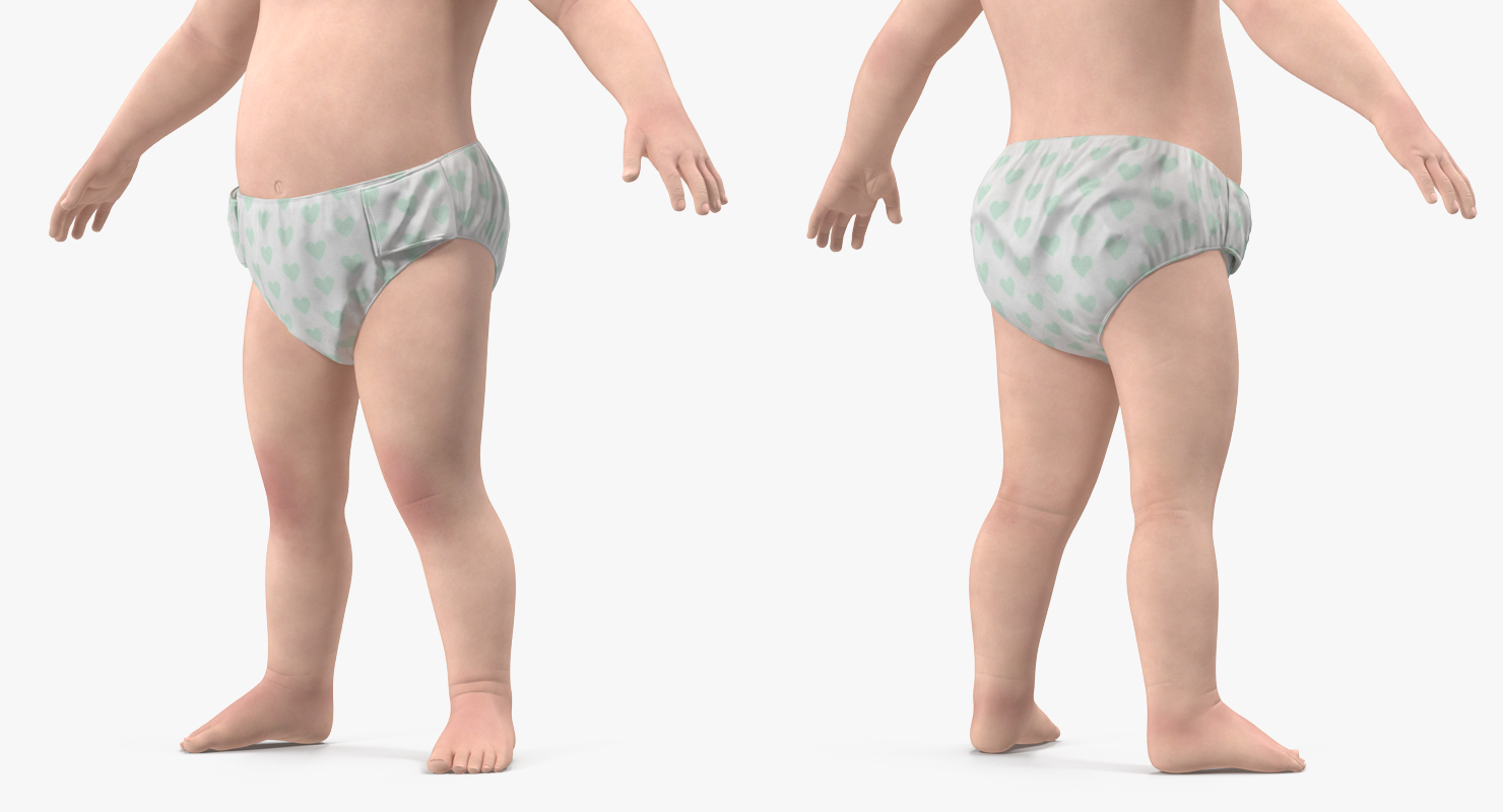 3D Small Baby Boy with Fur model