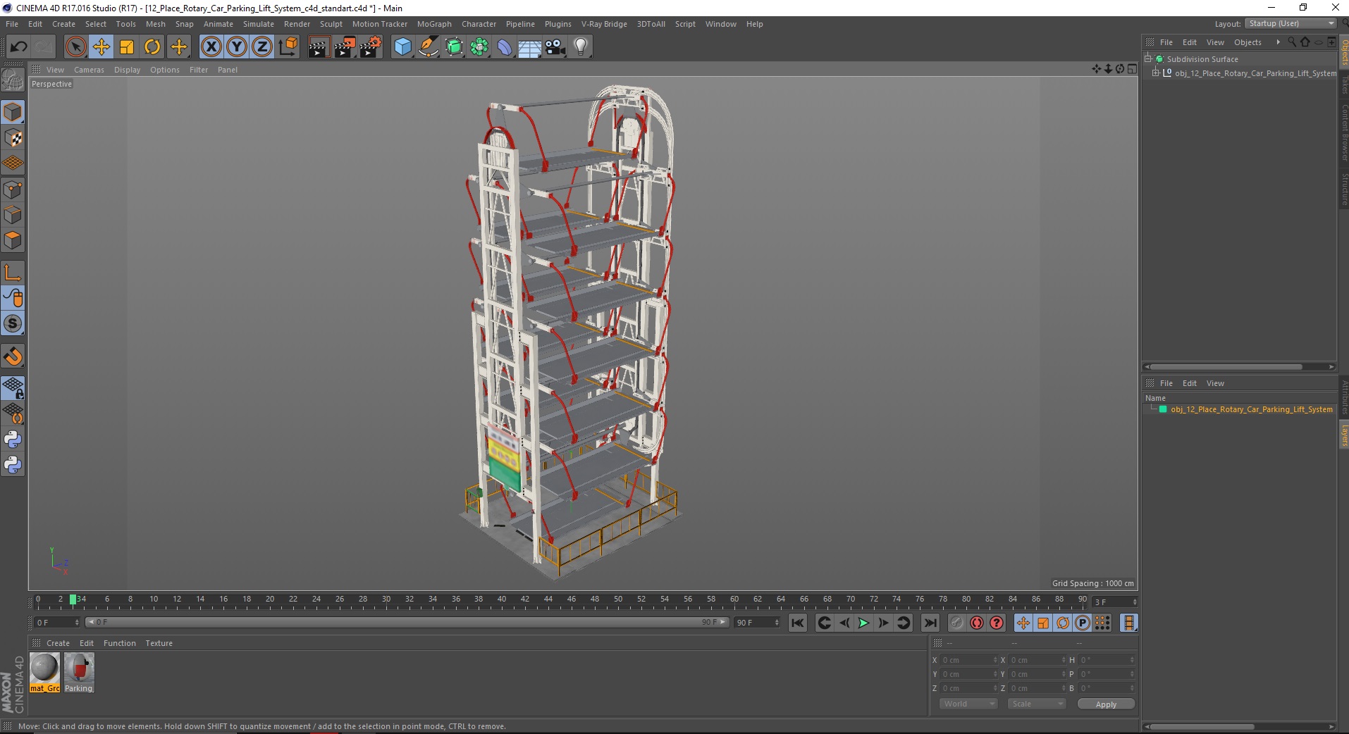 12 Place Rotary Car Parking Lift System 3D model