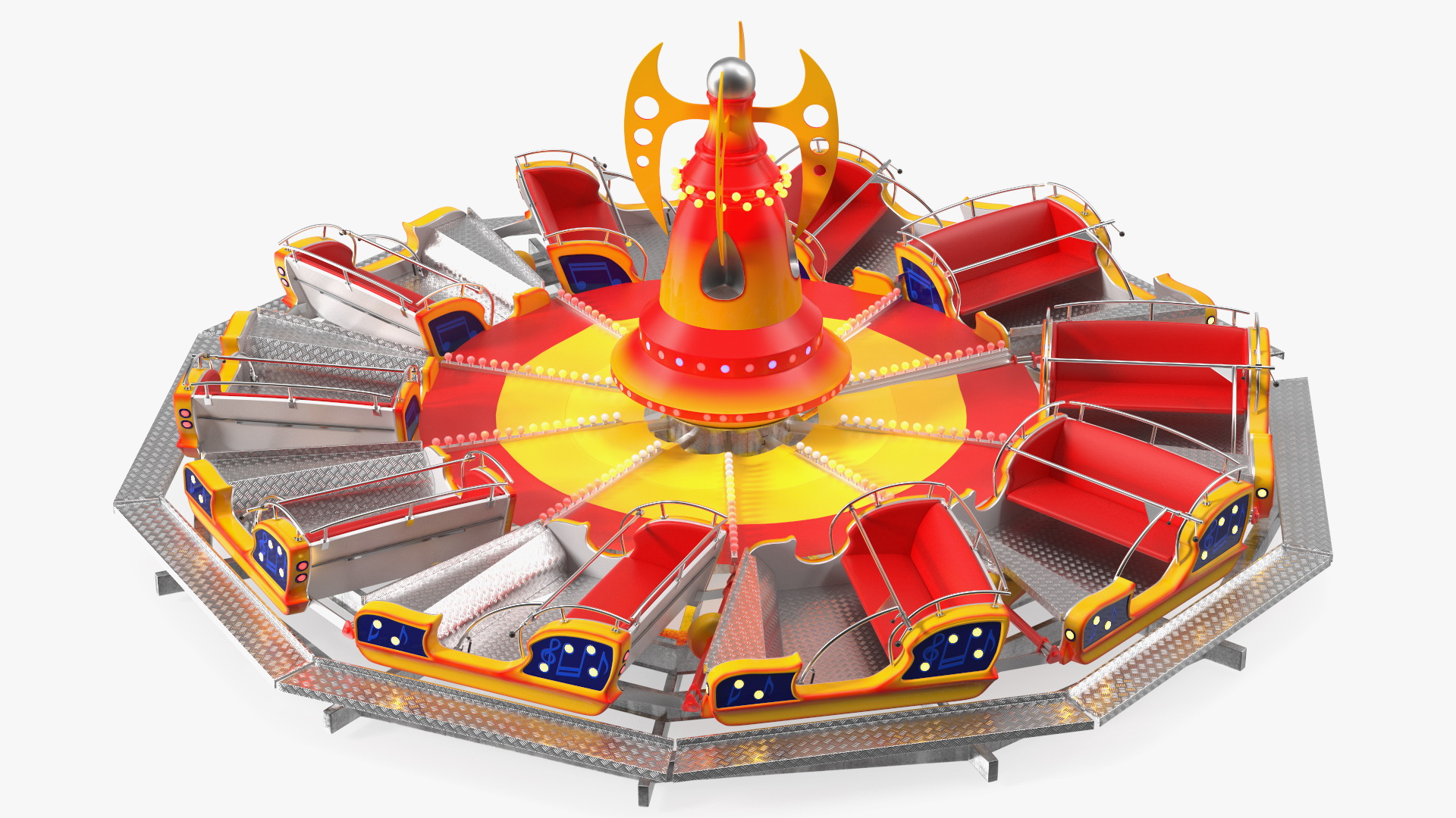 Flat Ride Round Carousel 3D model