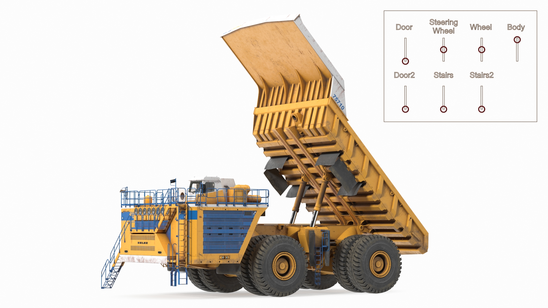 3D model Belaz 75710 Haul Truck Dirty Rigged