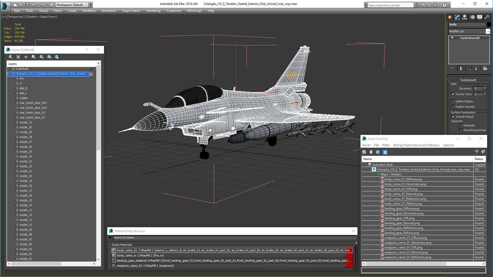 Chengdu J10 S Tandem Seated Exterior Only Armed 3D