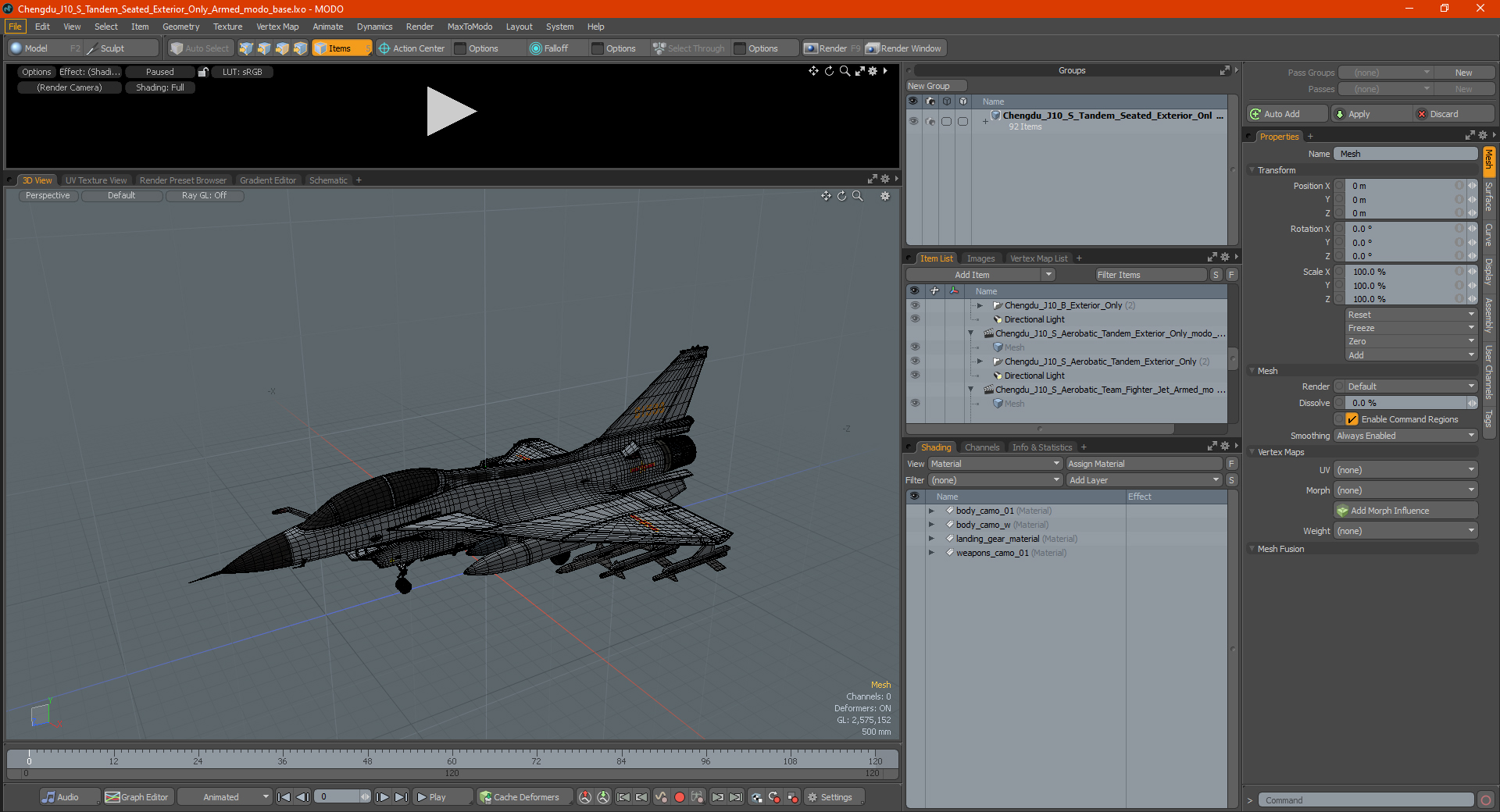 Chengdu J10 S Tandem Seated Exterior Only Armed 3D