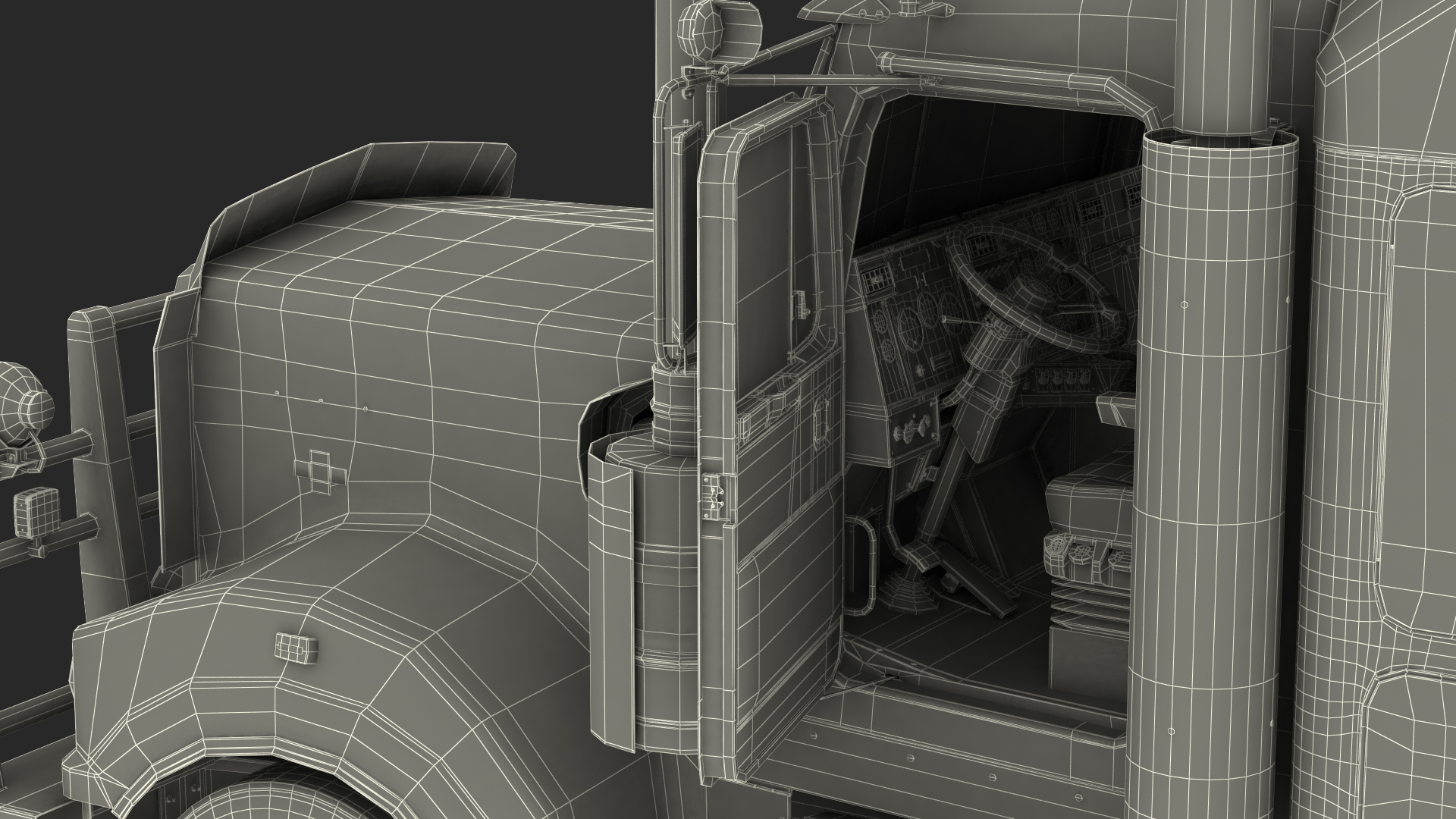 3D model Vintage Semi-Truck Rigged