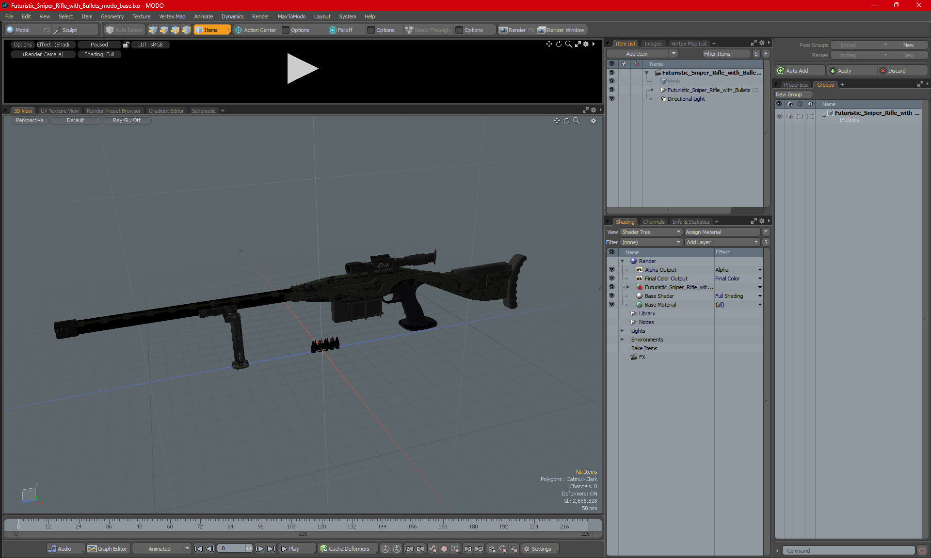 3D Futuristic Sniper Rifle with Bullets