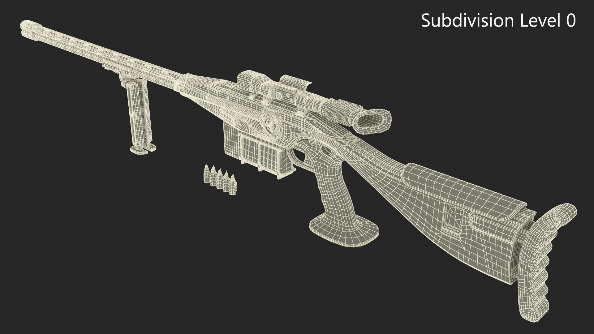 3D Futuristic Sniper Rifle with Bullets