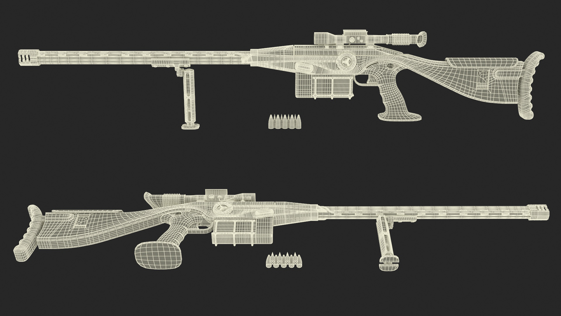 3D Futuristic Sniper Rifle with Bullets