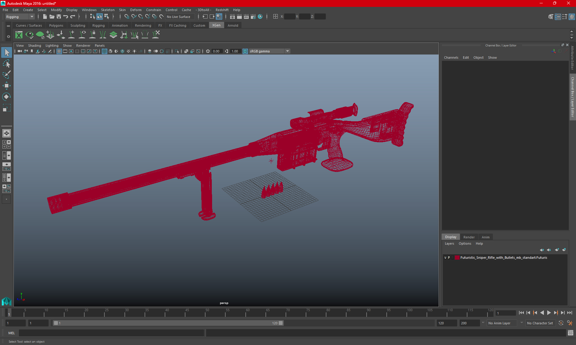 3D Futuristic Sniper Rifle with Bullets