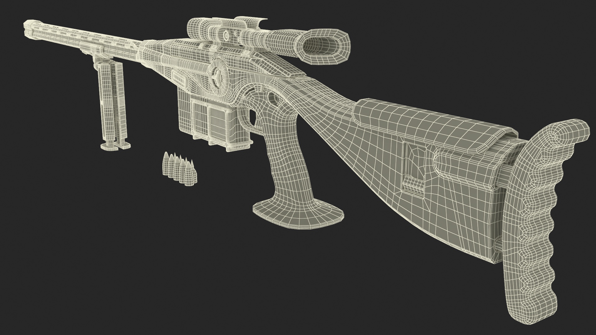 3D Futuristic Sniper Rifle with Bullets