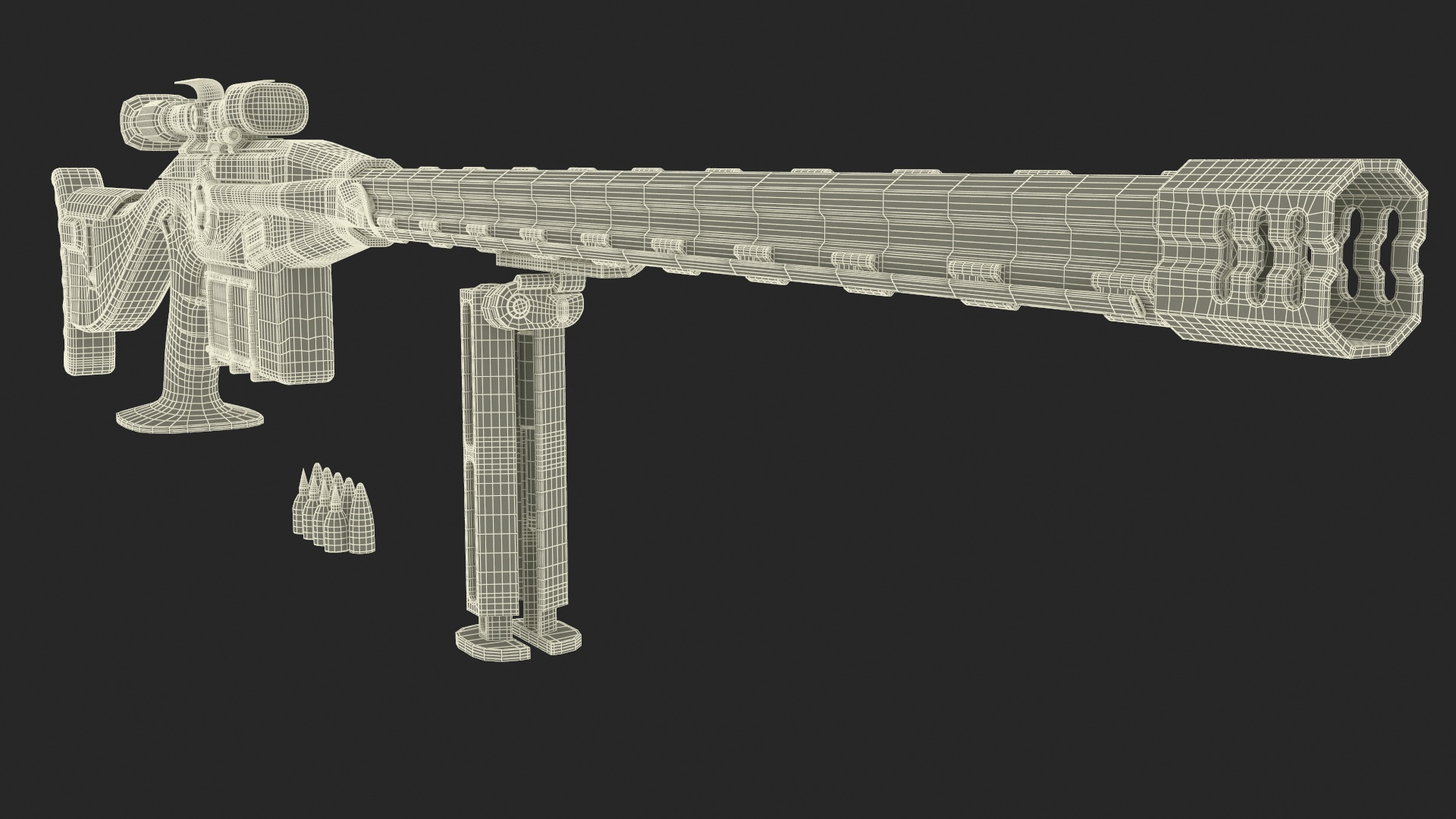 3D Futuristic Sniper Rifle with Bullets