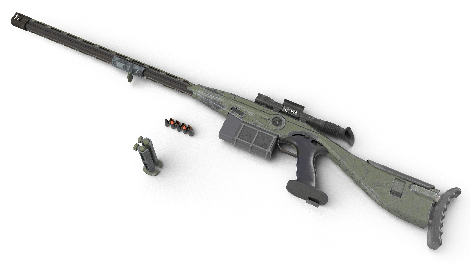 3D Futuristic Sniper Rifle with Bullets