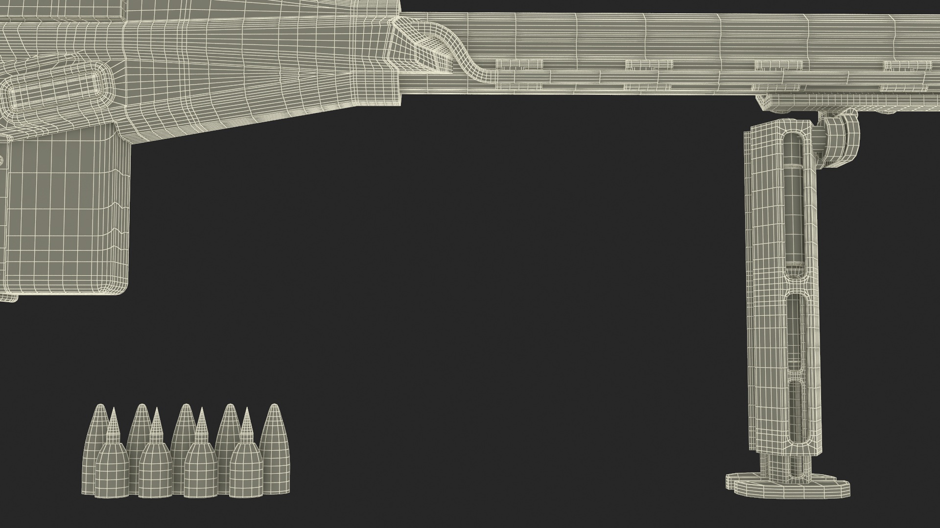 3D Futuristic Sniper Rifle with Bullets