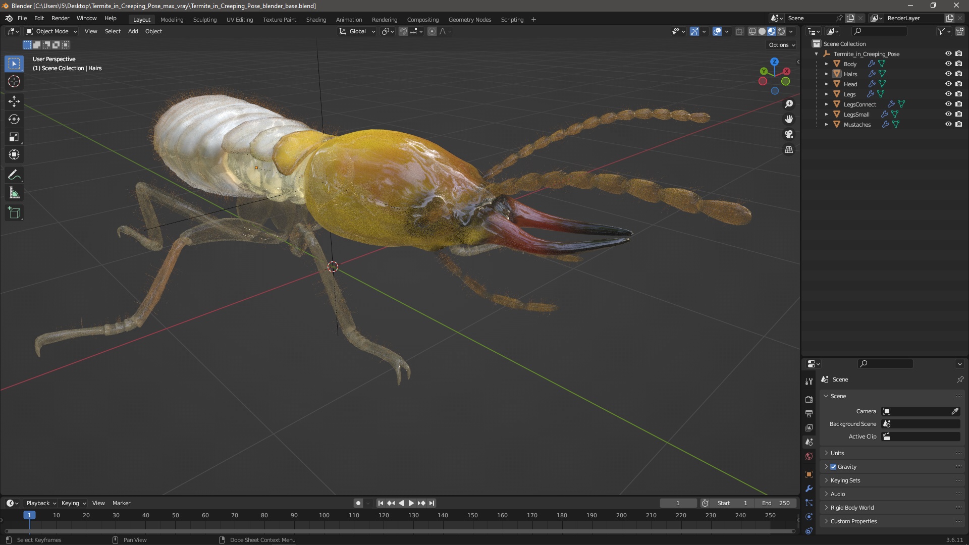 Termite in Creeping Pose 3D model