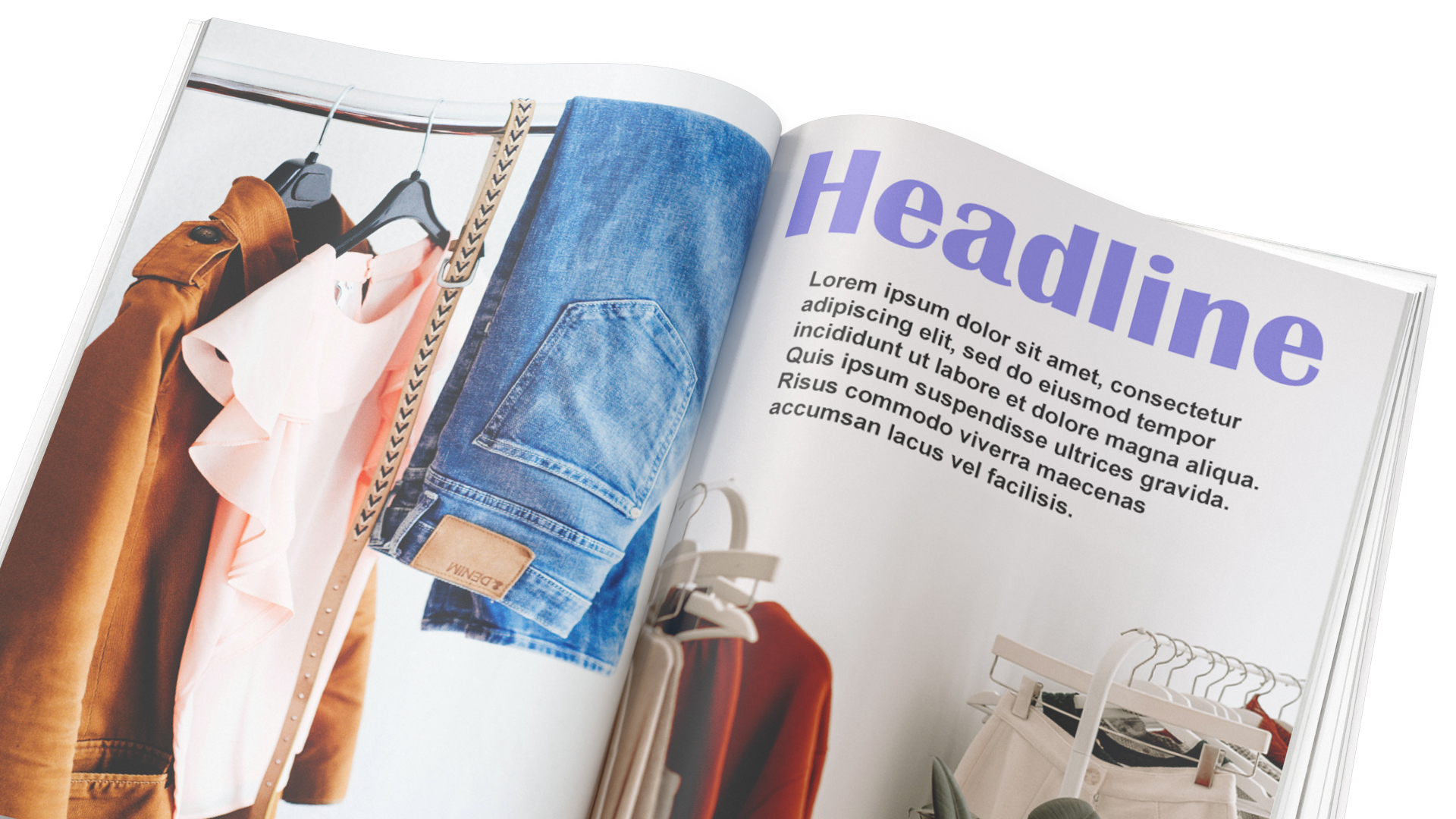 3D Open Fashion Magazine Mockup model