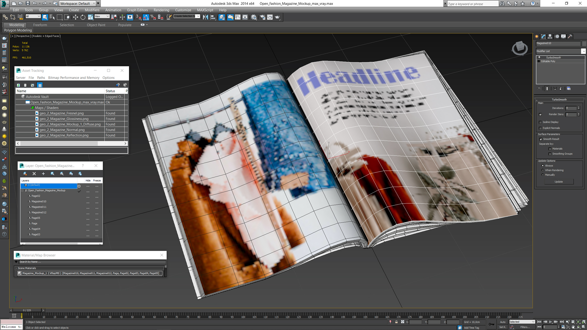 3D Open Fashion Magazine Mockup model