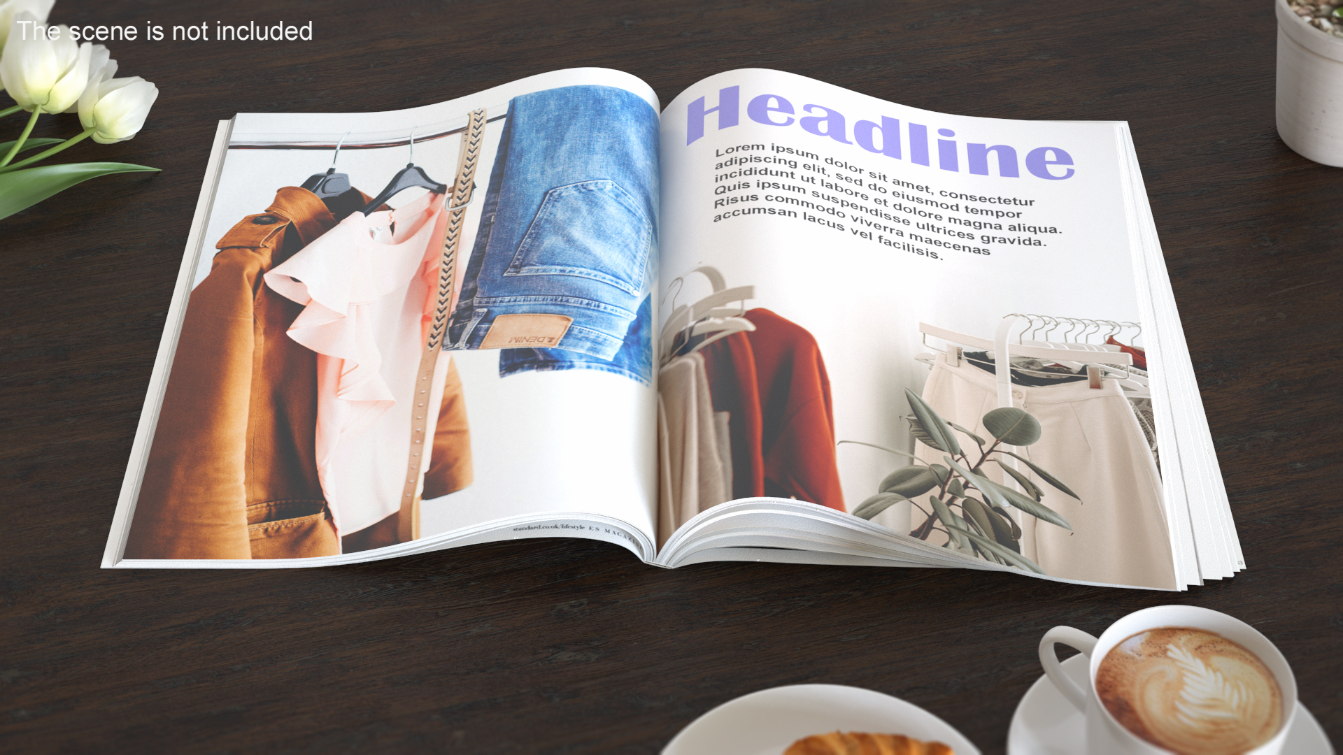 3D Open Fashion Magazine Mockup model