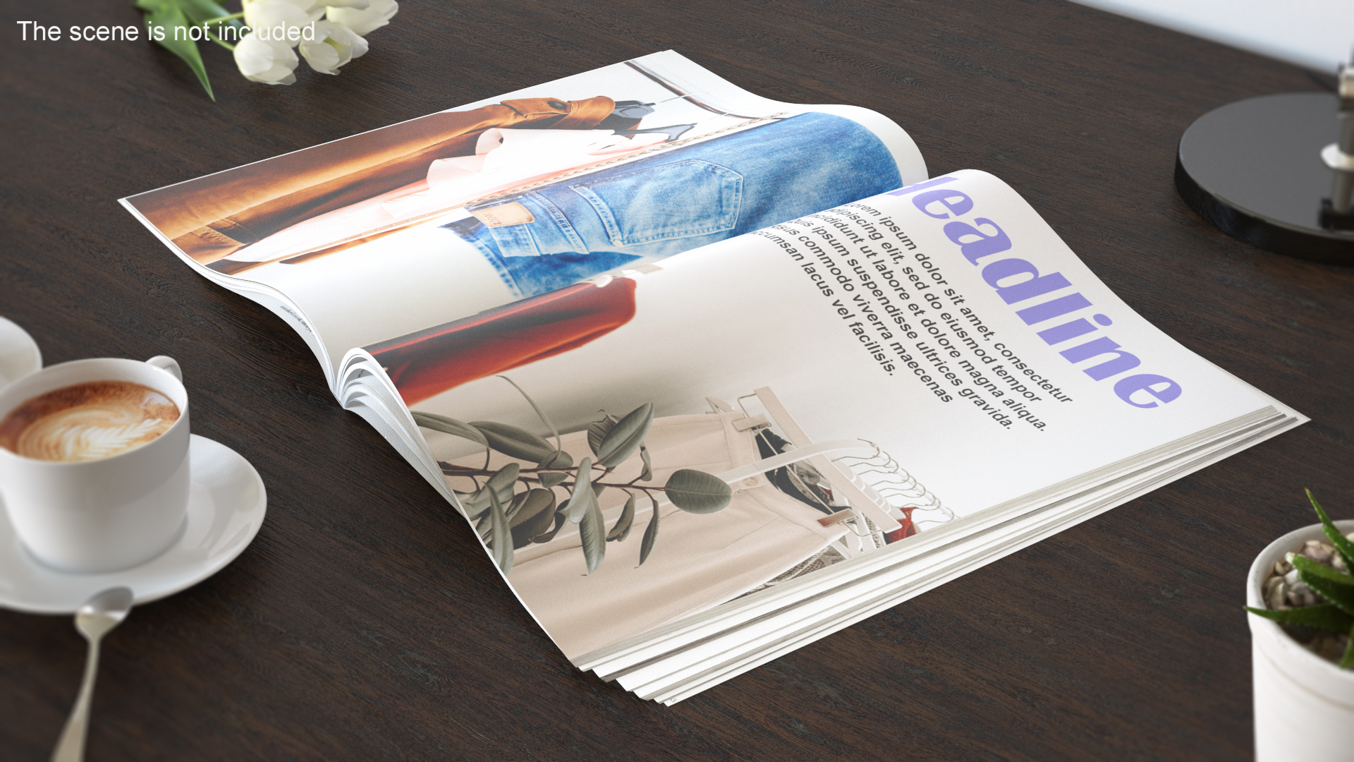 3D Open Fashion Magazine Mockup model