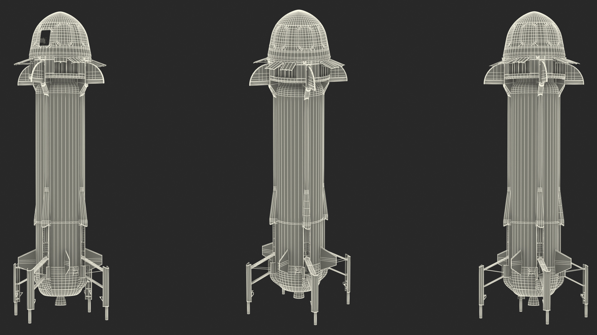 3D Suborbital Launch Vehicle Rocket Booster with Crew Capsule model