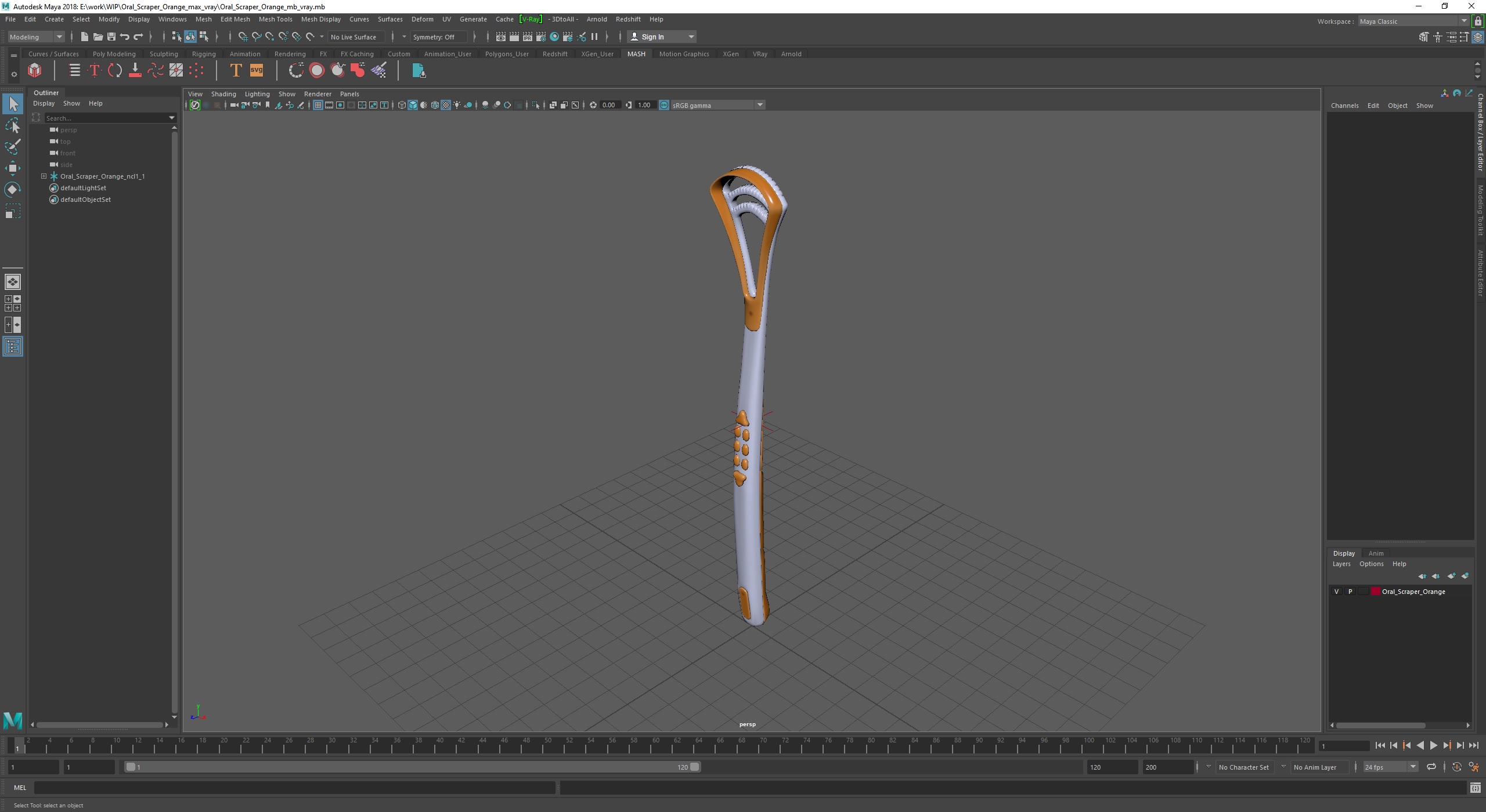 Oral Scraper Orange 3D model