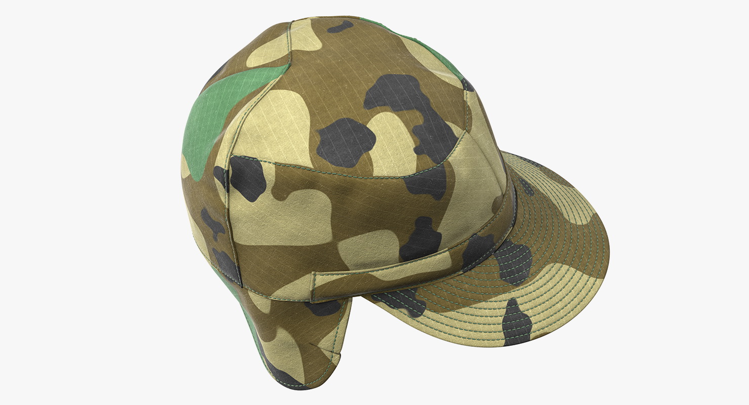 3D Camo Field Cap with Earflaps model