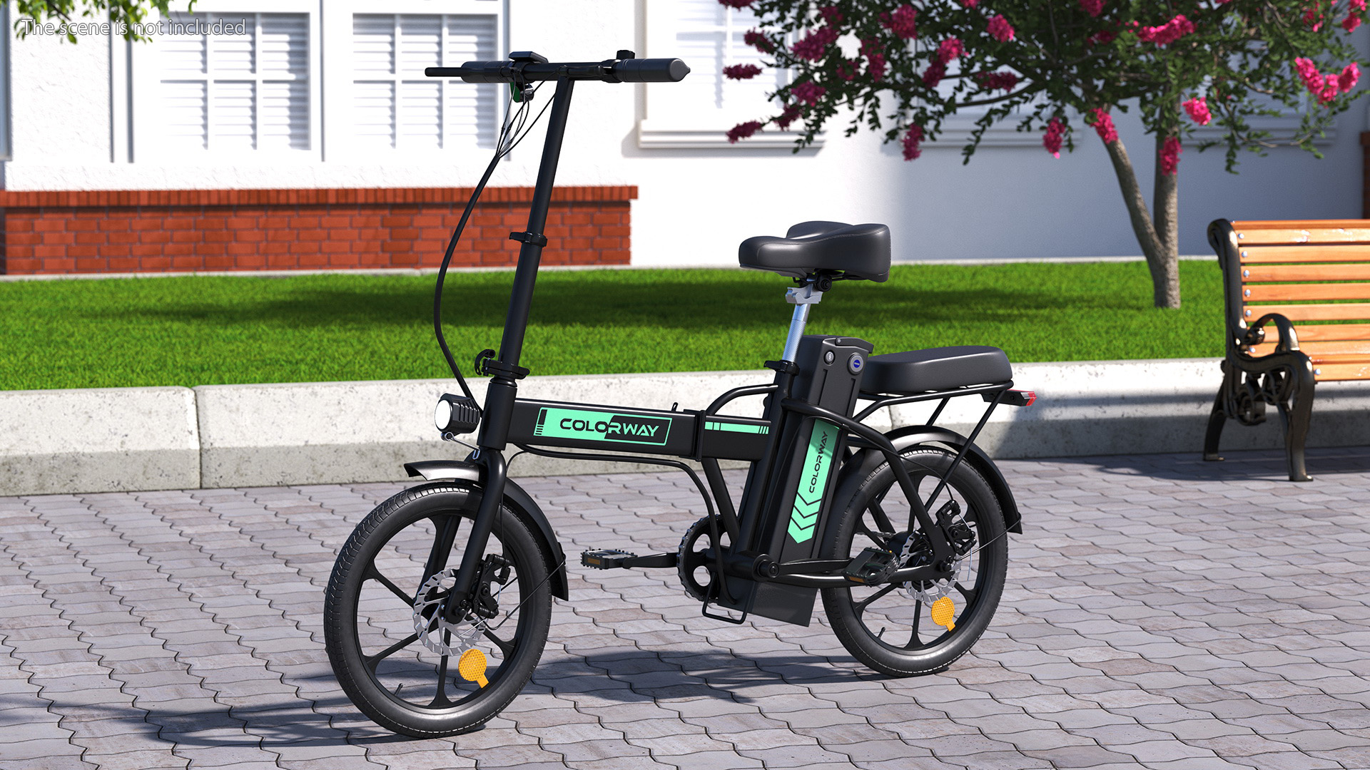 Removable Battery E Bike Black Folded 3D