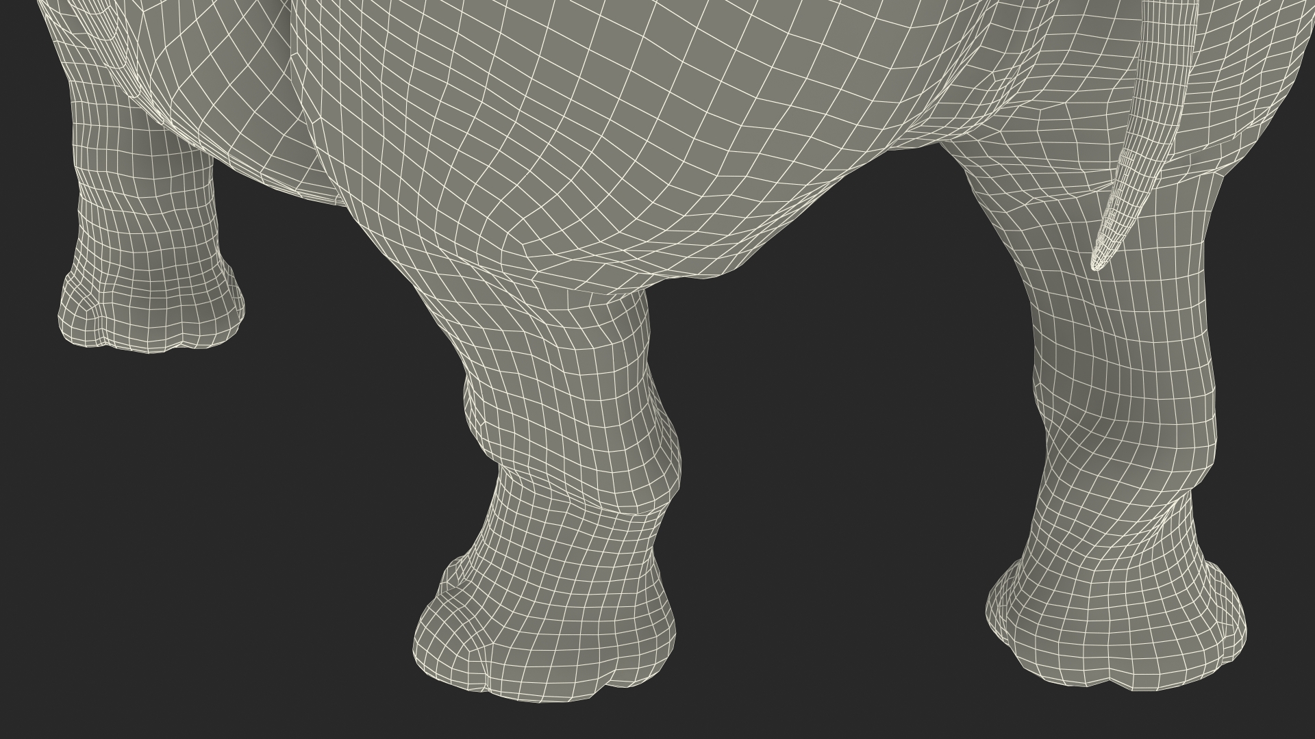 Rhino Adult Standing Pose Fur 3D model