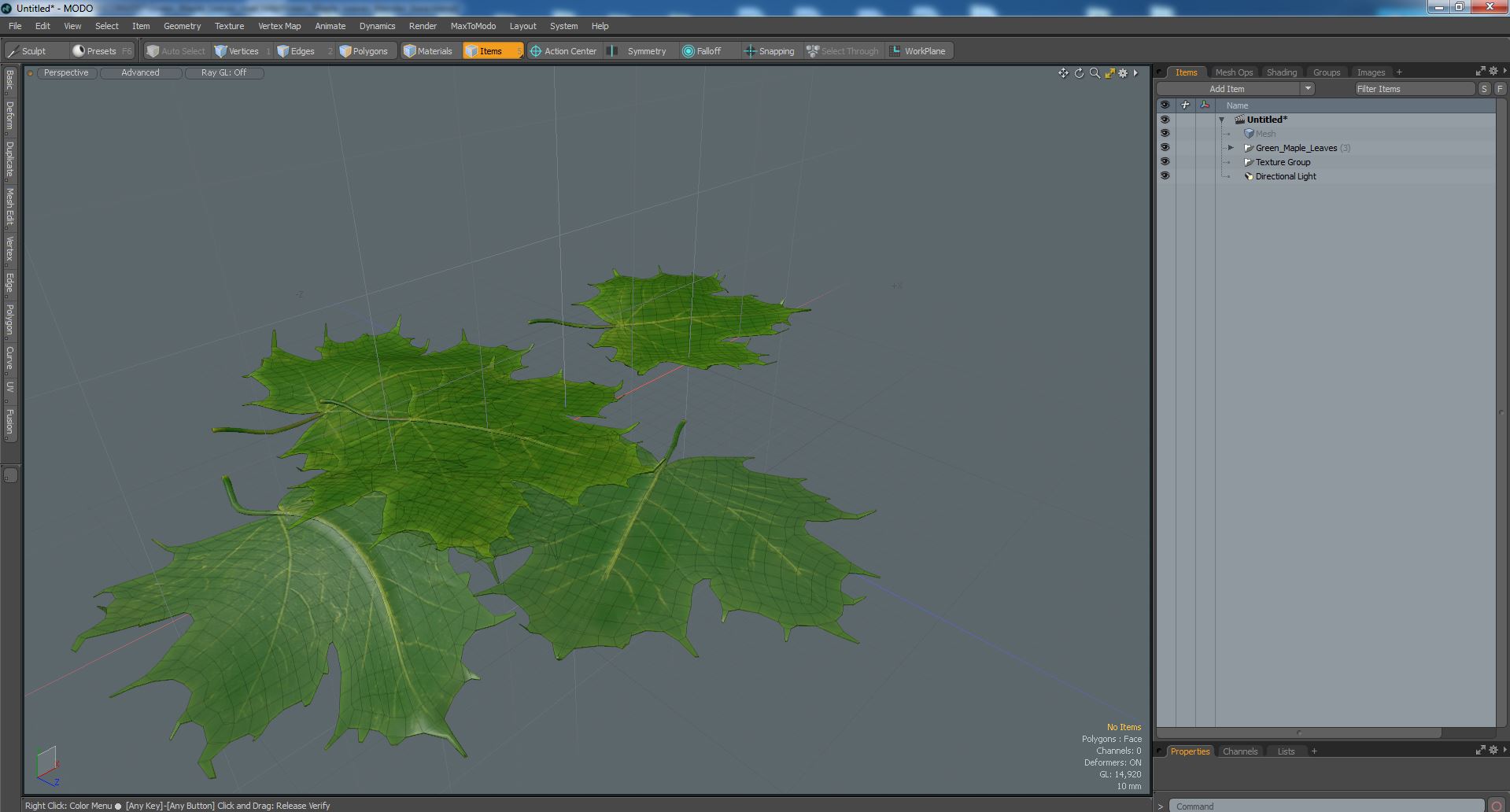 3D Green Maple Leaves model