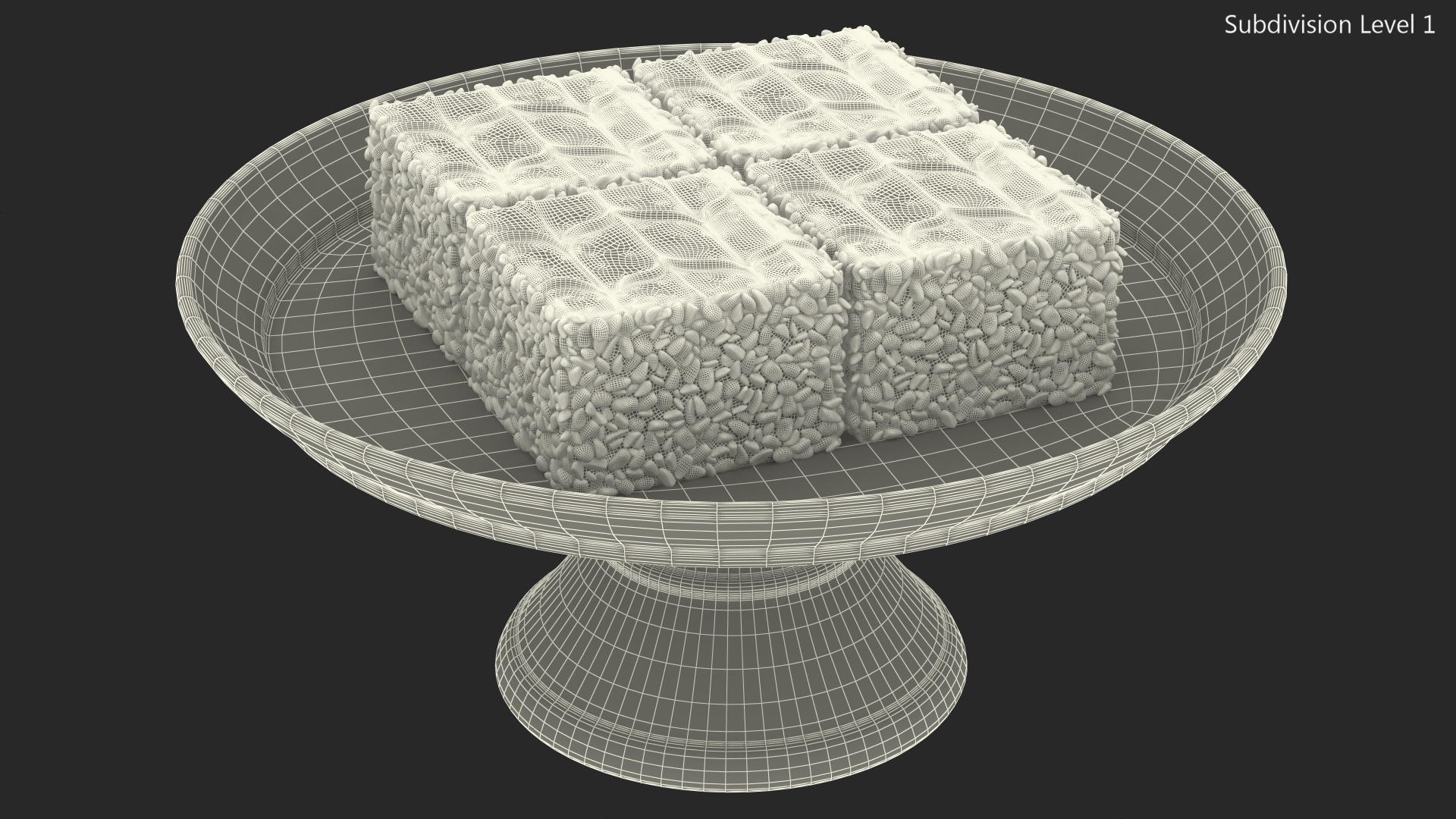 Mono Latte Cake On Stand 3D model