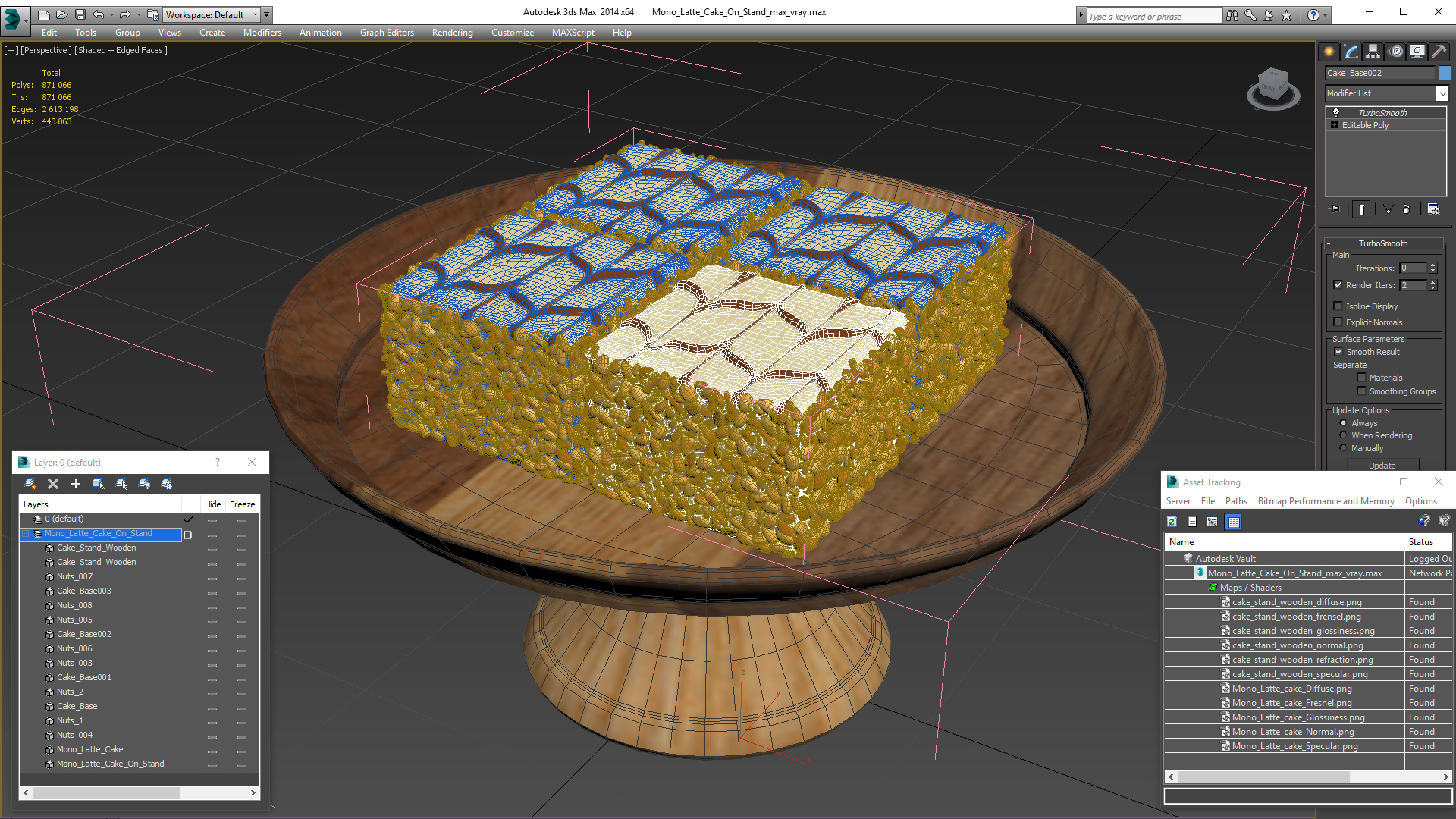 Mono Latte Cake On Stand 3D model