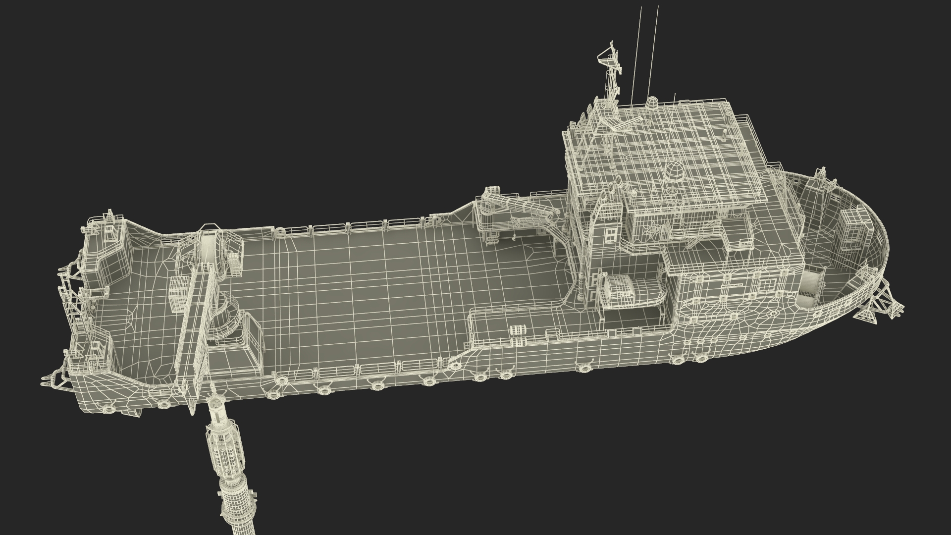 3D model Construction Vessel and Offshore Underwater Pile Driver