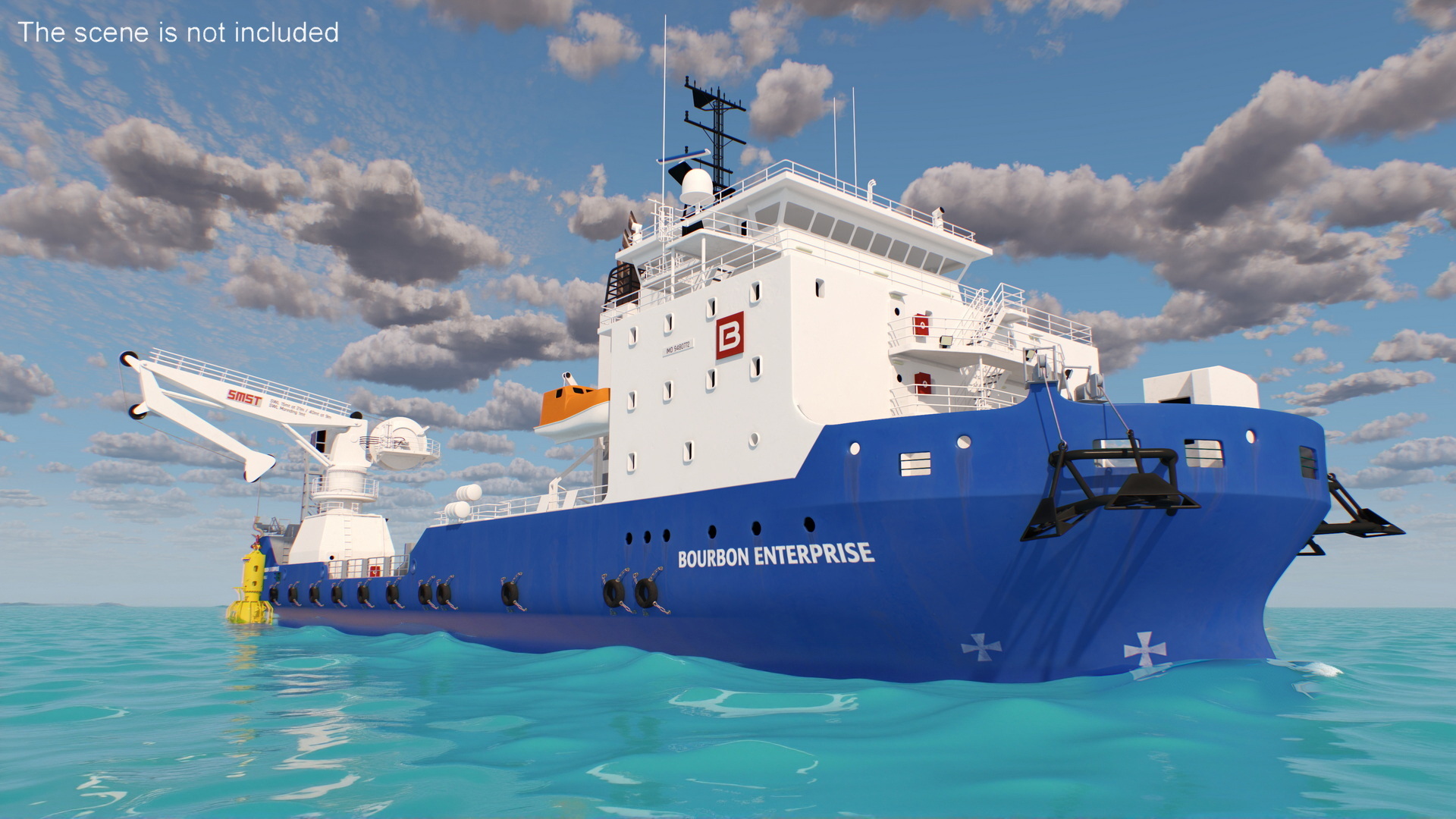 3D model Construction Vessel and Offshore Underwater Pile Driver