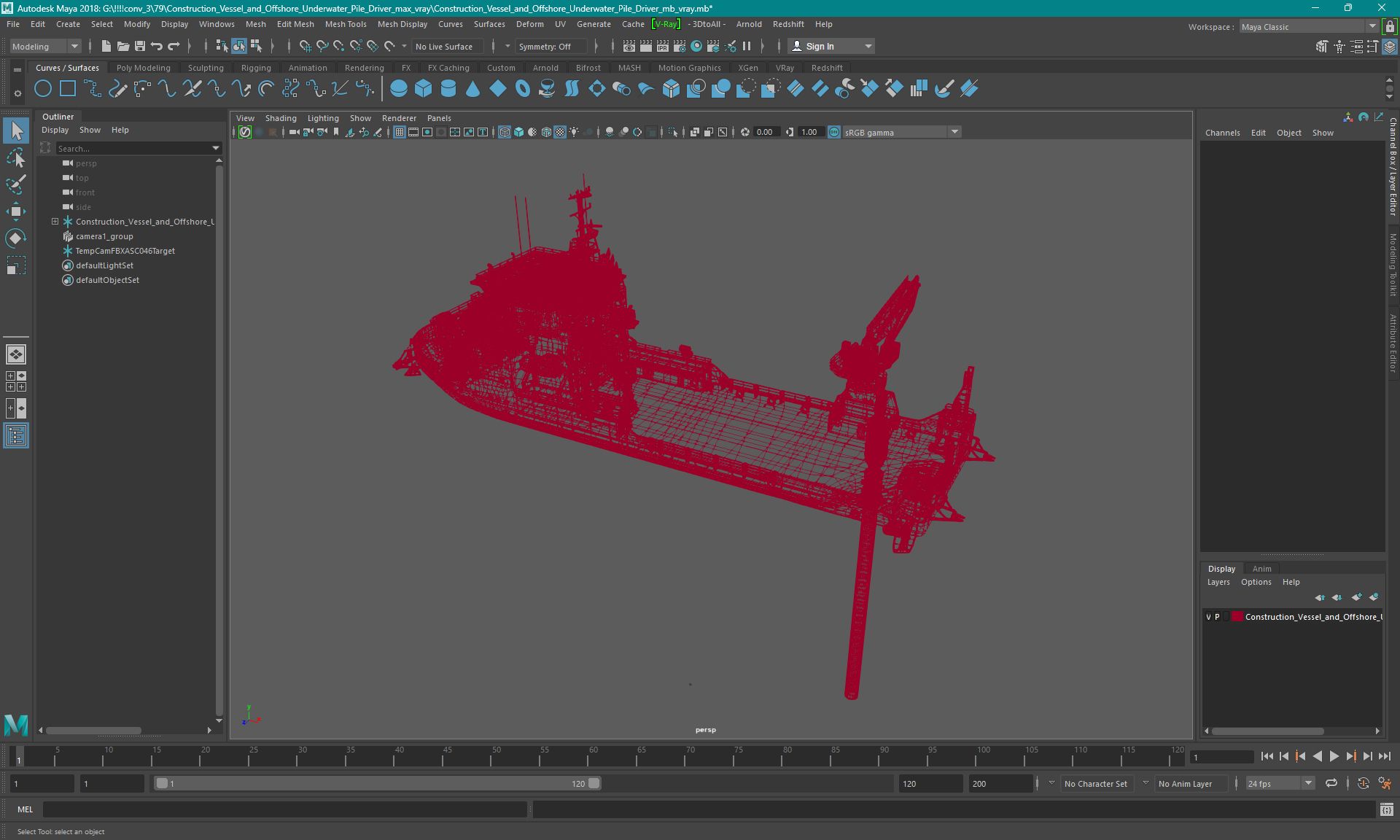 3D model Construction Vessel and Offshore Underwater Pile Driver