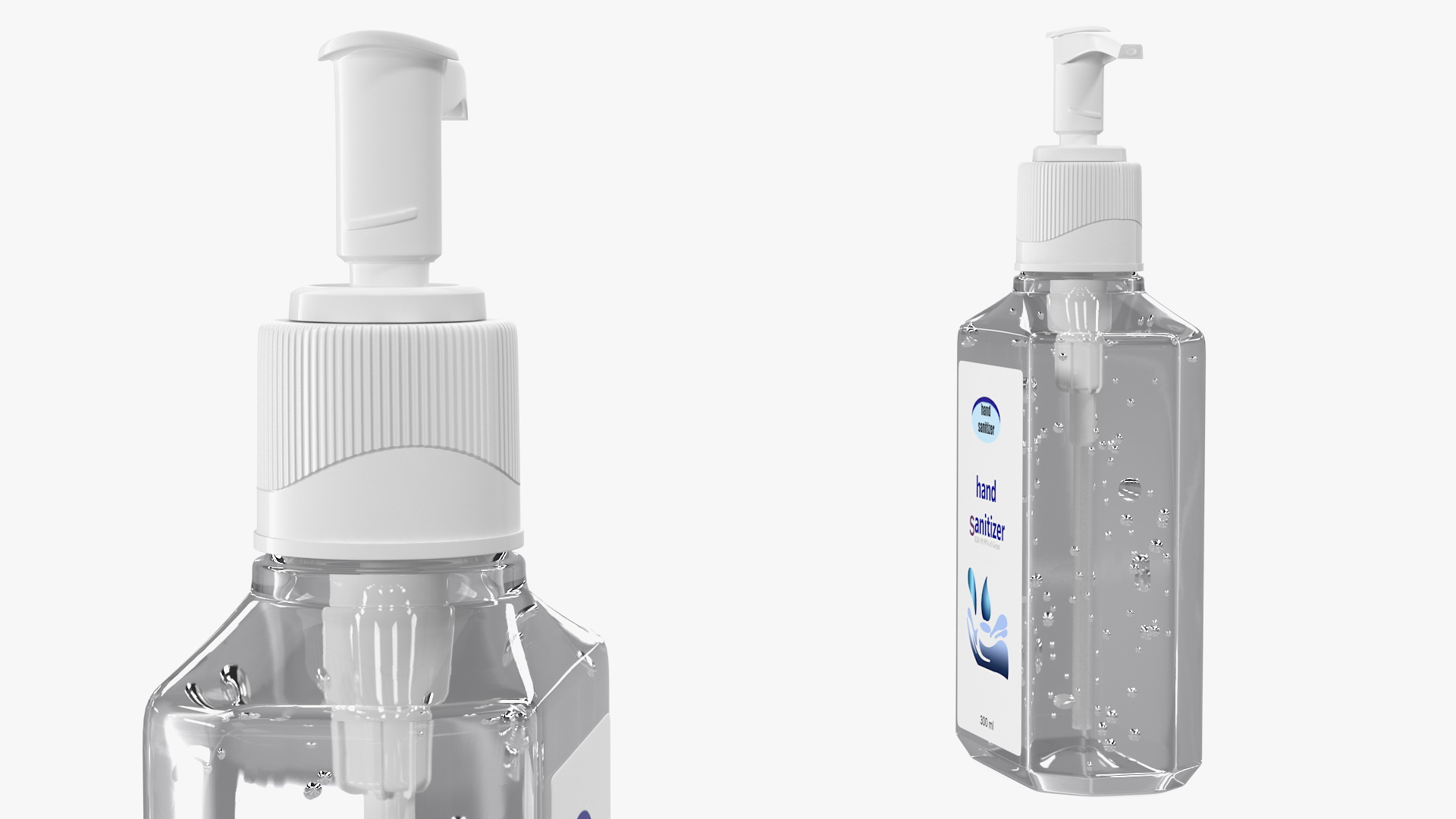 Labeled Sanitizing Gel Bottle with Dispenser 3D model