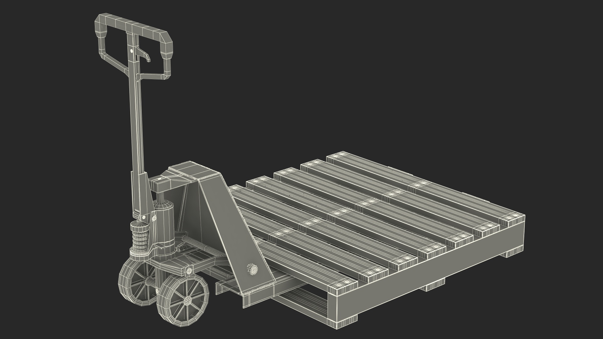 3D Hydraulic Trolley with Wooden Pallet