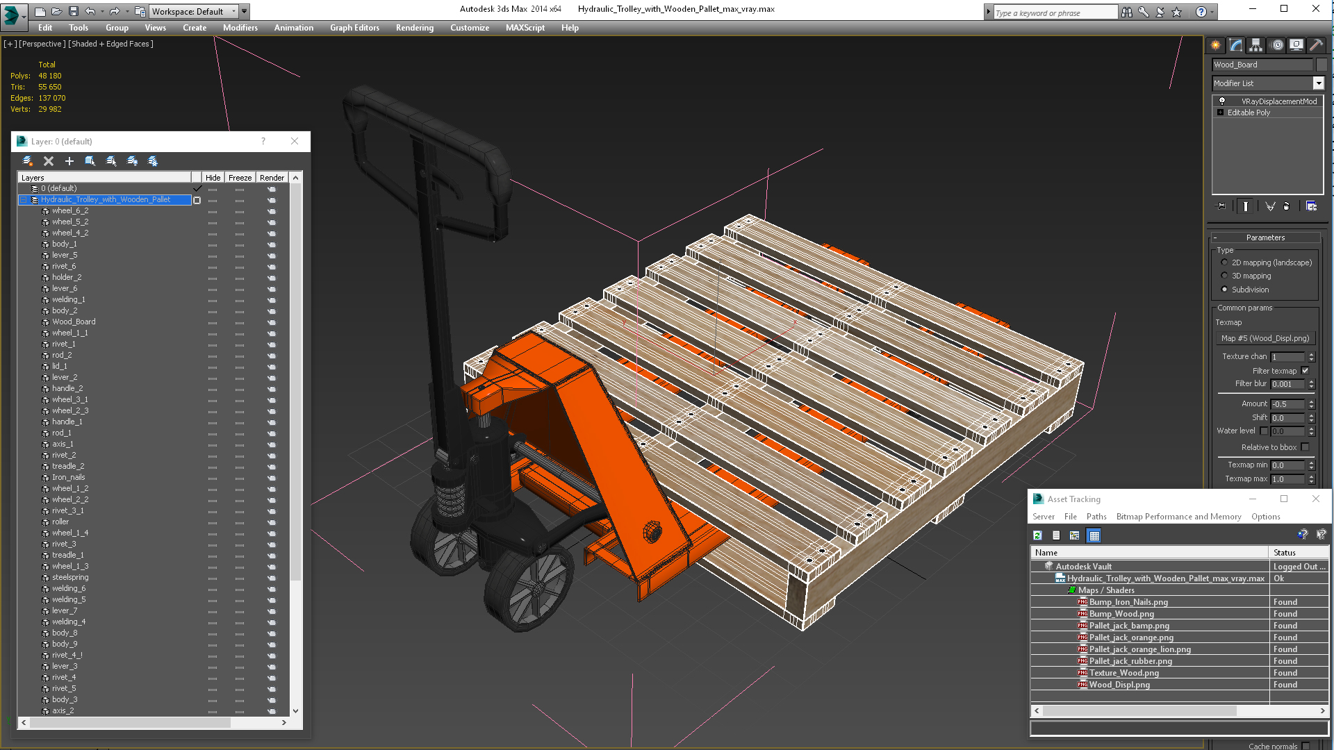 3D Hydraulic Trolley with Wooden Pallet