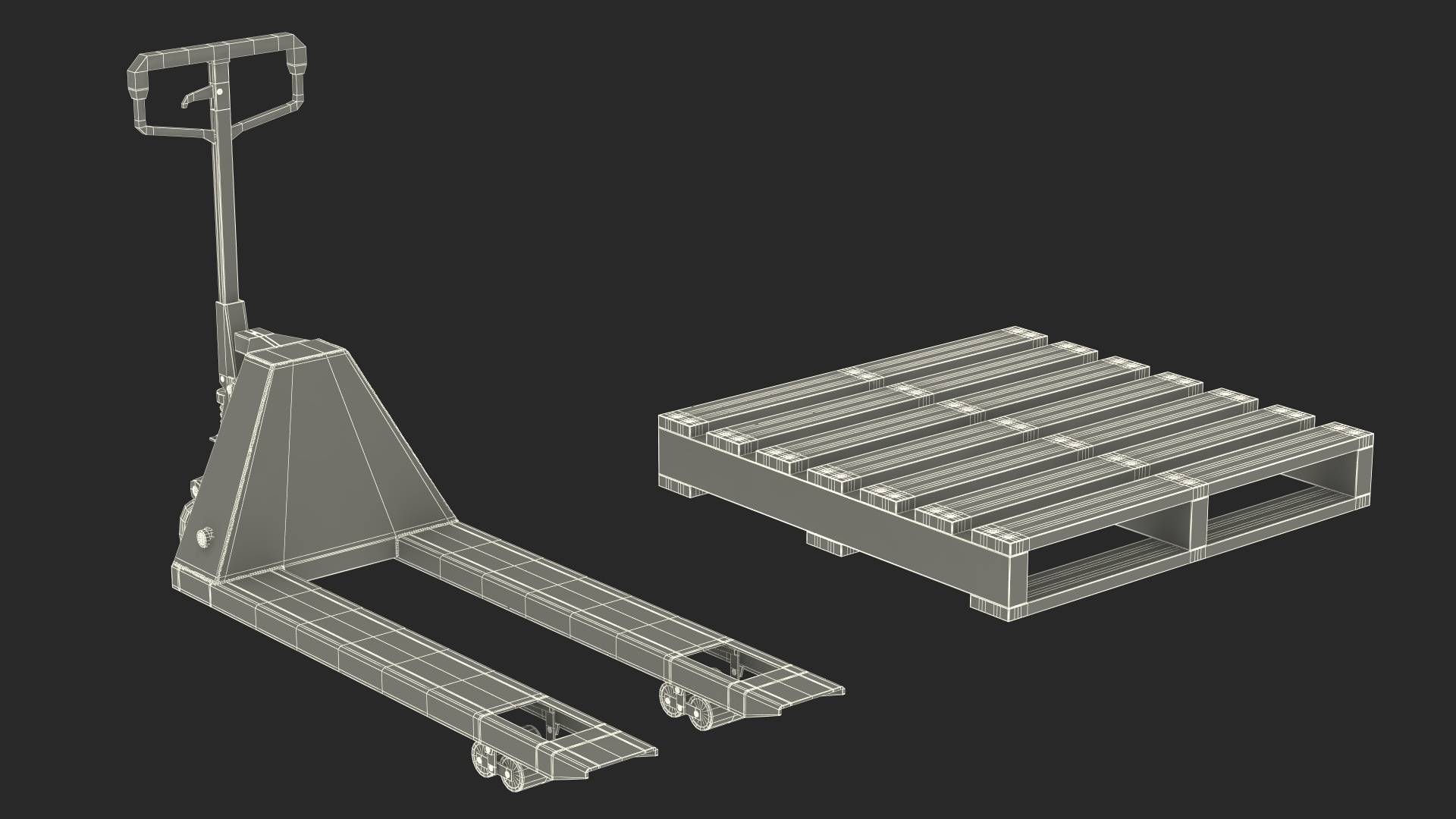 3D Hydraulic Trolley with Wooden Pallet