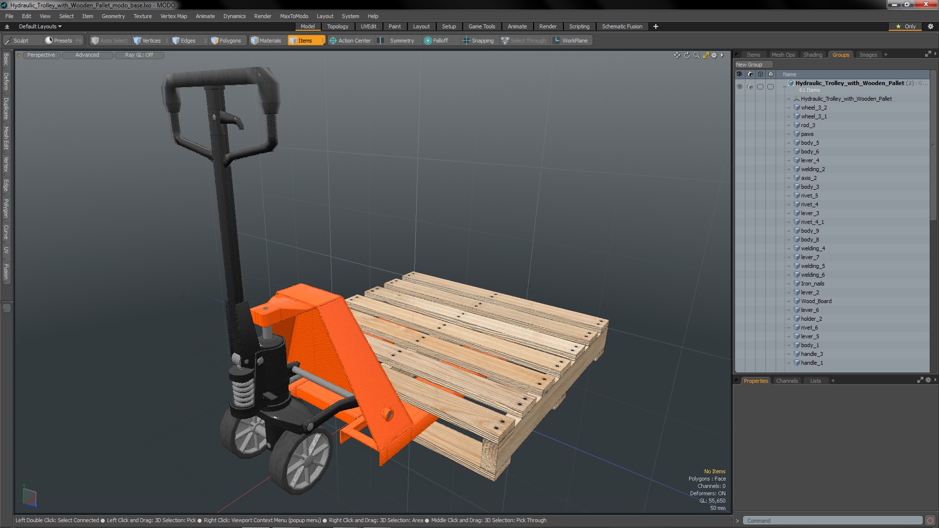 3D Hydraulic Trolley with Wooden Pallet