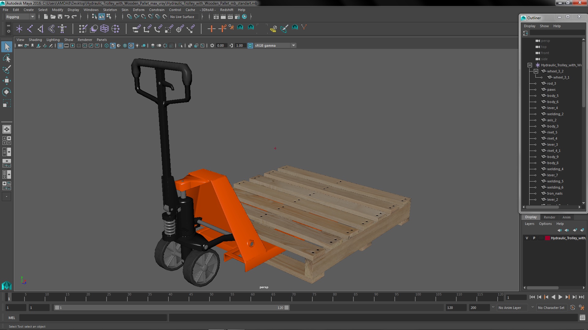 3D Hydraulic Trolley with Wooden Pallet