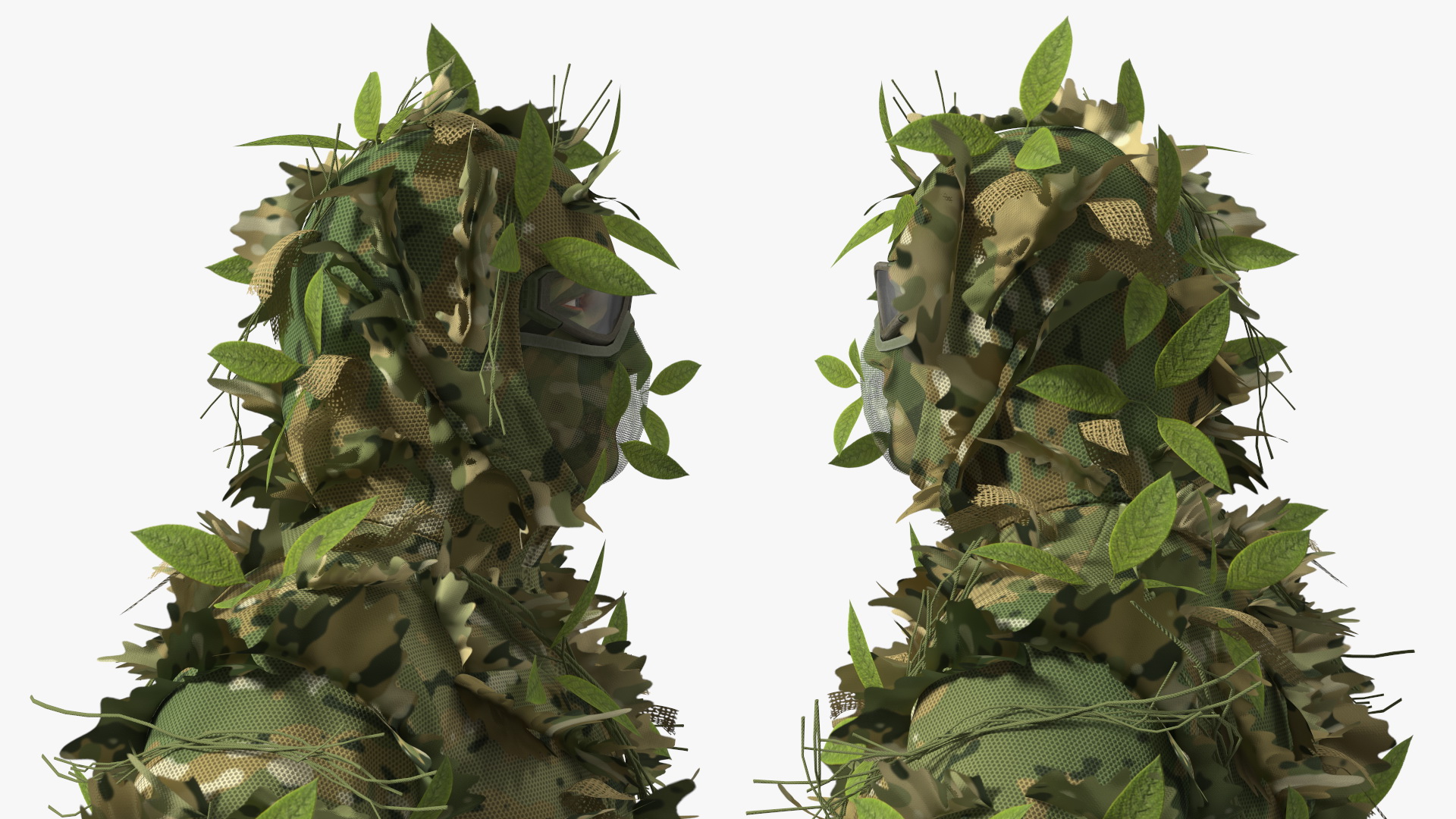 Sniper in Leaf Ghillie Suit T-pose 3D model