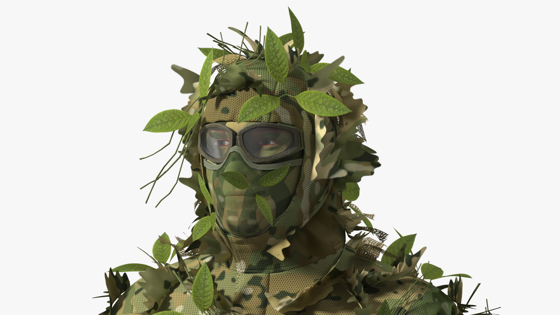 Sniper in Leaf Ghillie Suit T-pose 3D model