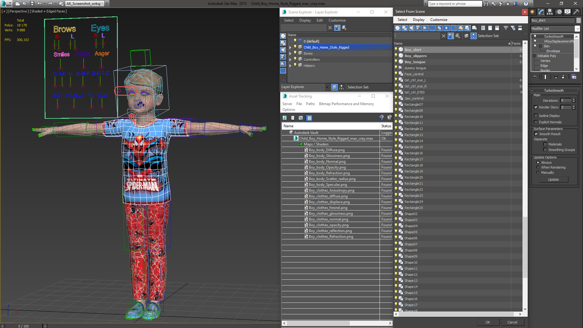 3D Child Boy Home Style Rigged for Cinema 4D