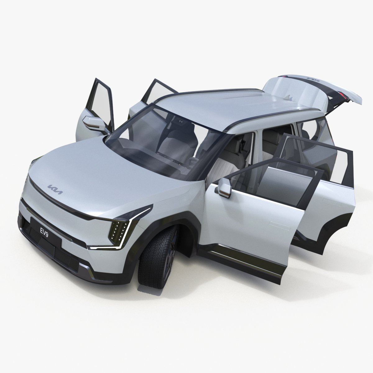 KIA EV9 Electric SUV Silver Rigged 3D model