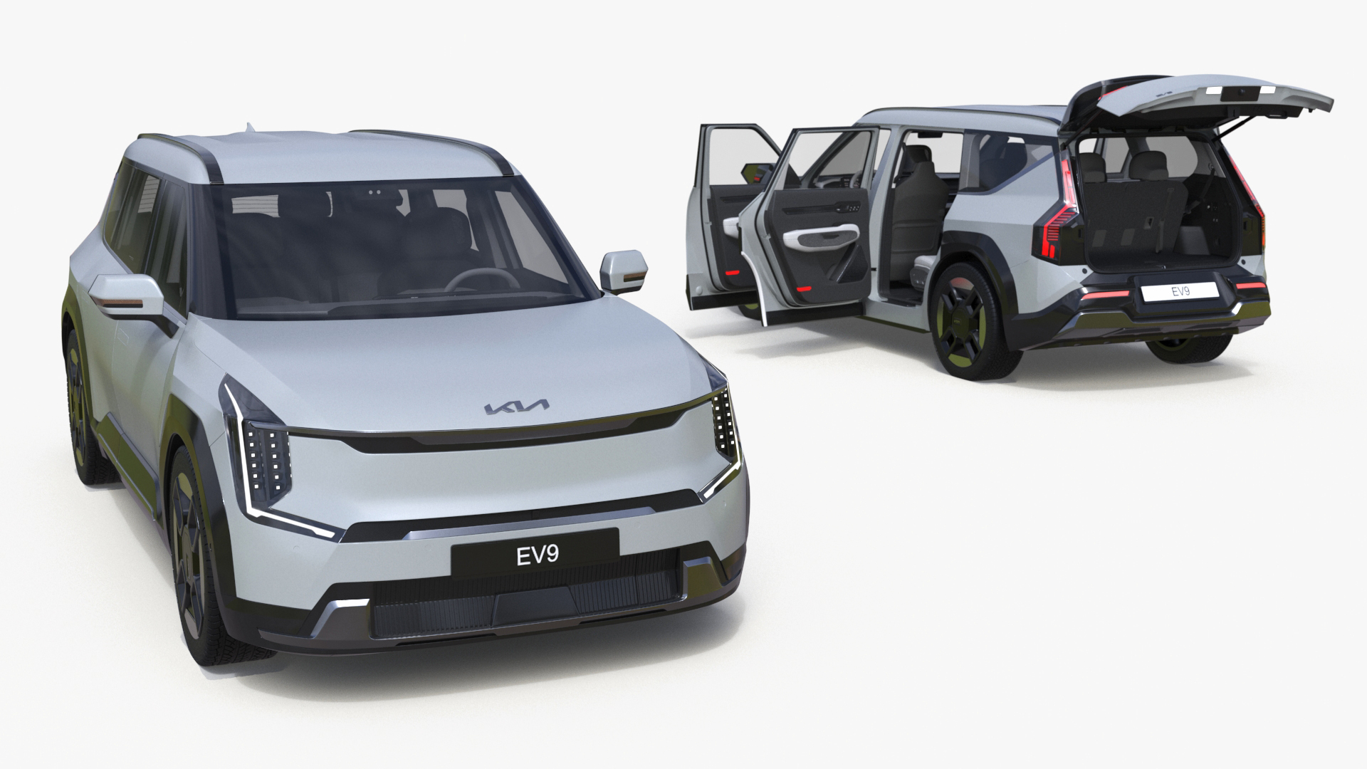 KIA EV9 Electric SUV Silver Rigged 3D model