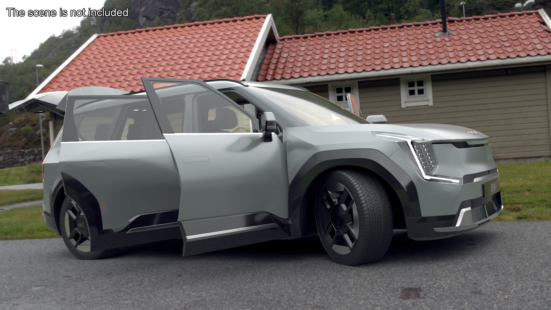 KIA EV9 Electric SUV Silver Rigged 3D model