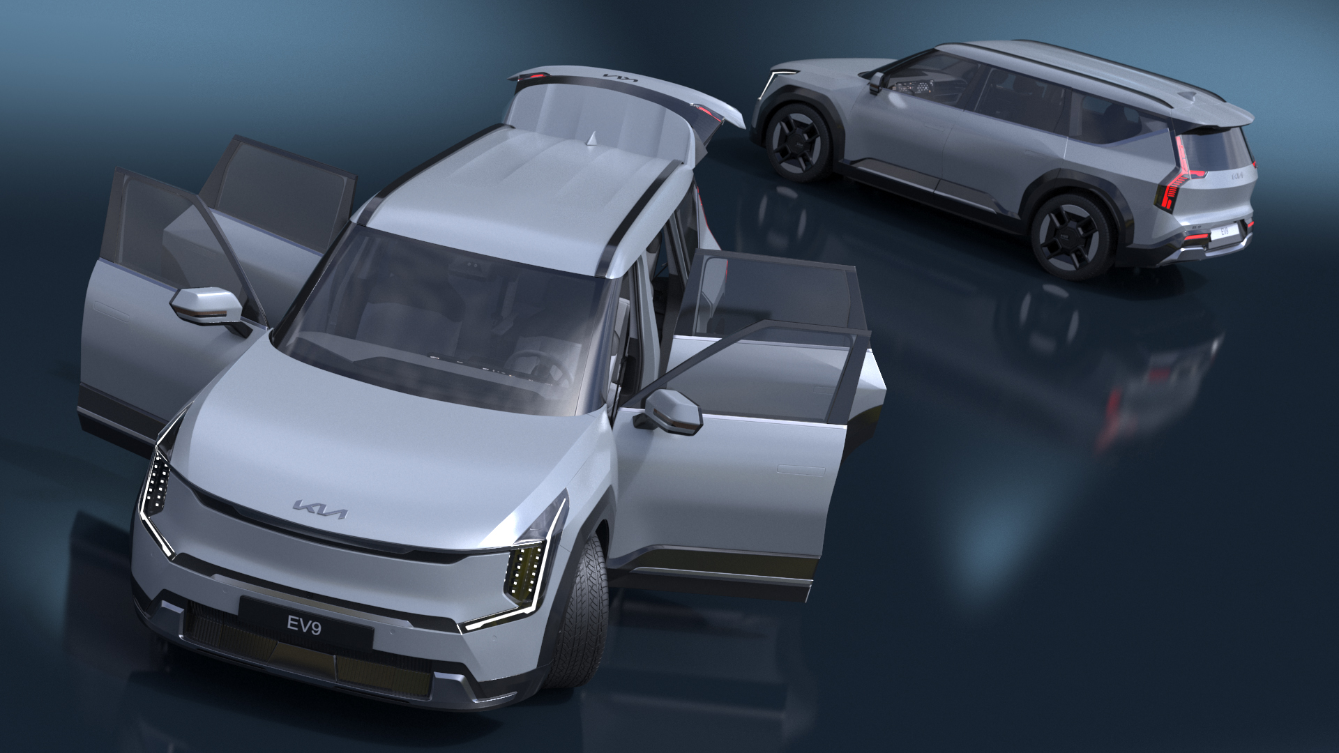 KIA EV9 Electric SUV Silver Rigged 3D model