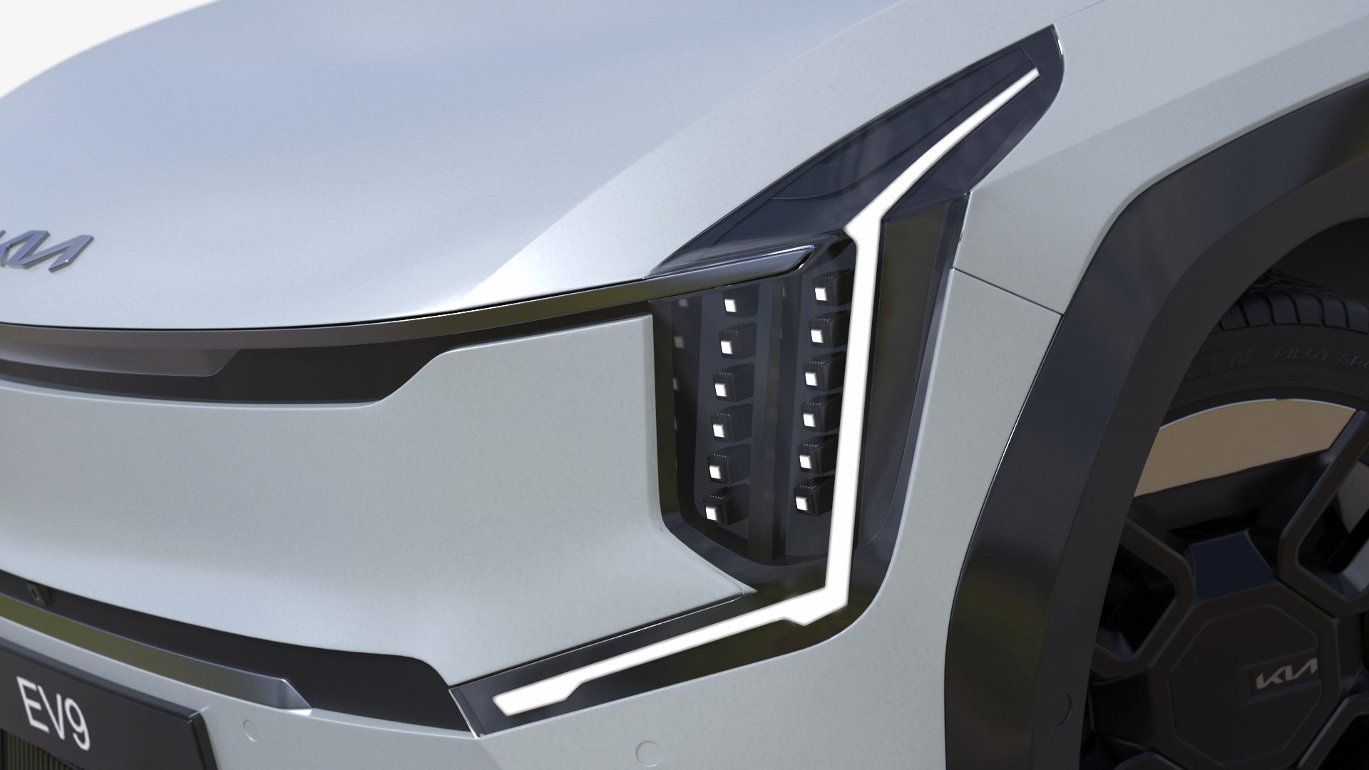 KIA EV9 Electric SUV Silver Rigged 3D model