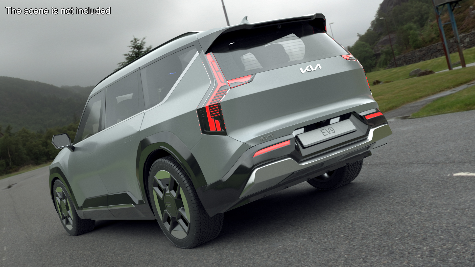 KIA EV9 Electric SUV Silver Rigged 3D model