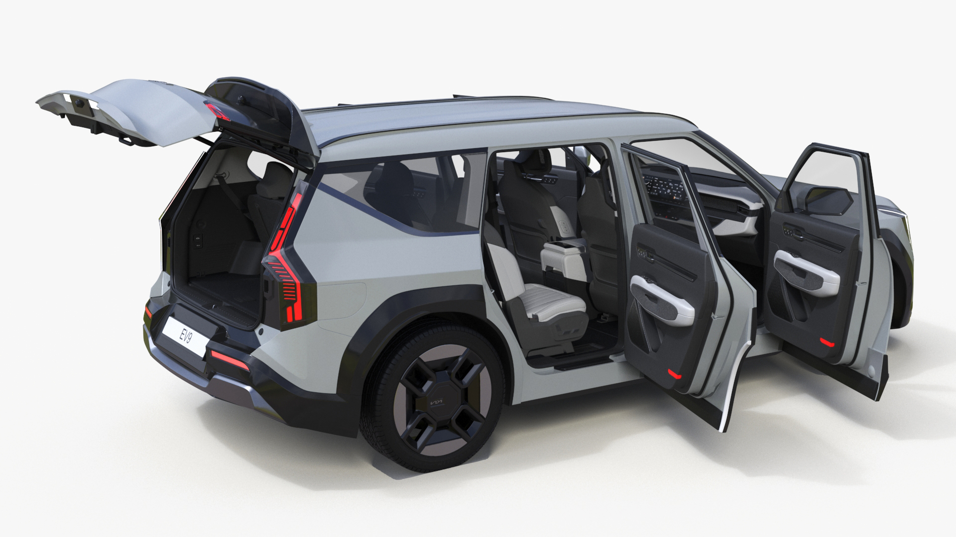 KIA EV9 Electric SUV Silver Rigged 3D model