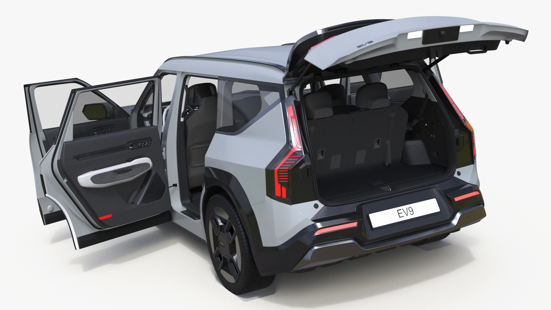 KIA EV9 Electric SUV Silver Rigged 3D model